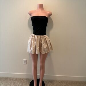 Black and Cream Strapless Dress